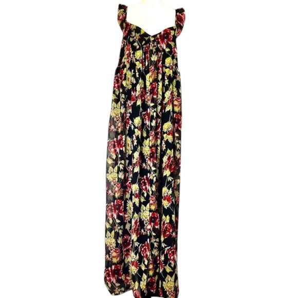 NWT Volcom Black Red Floral Maxi Dress Size Small - Picture 1 of 11